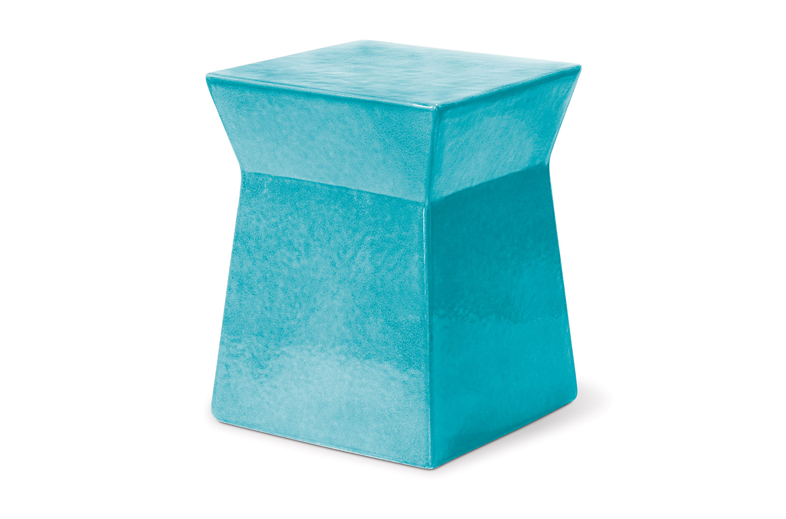 Ceramic Ashlar Stool/Accent Table - Turquoise Blue