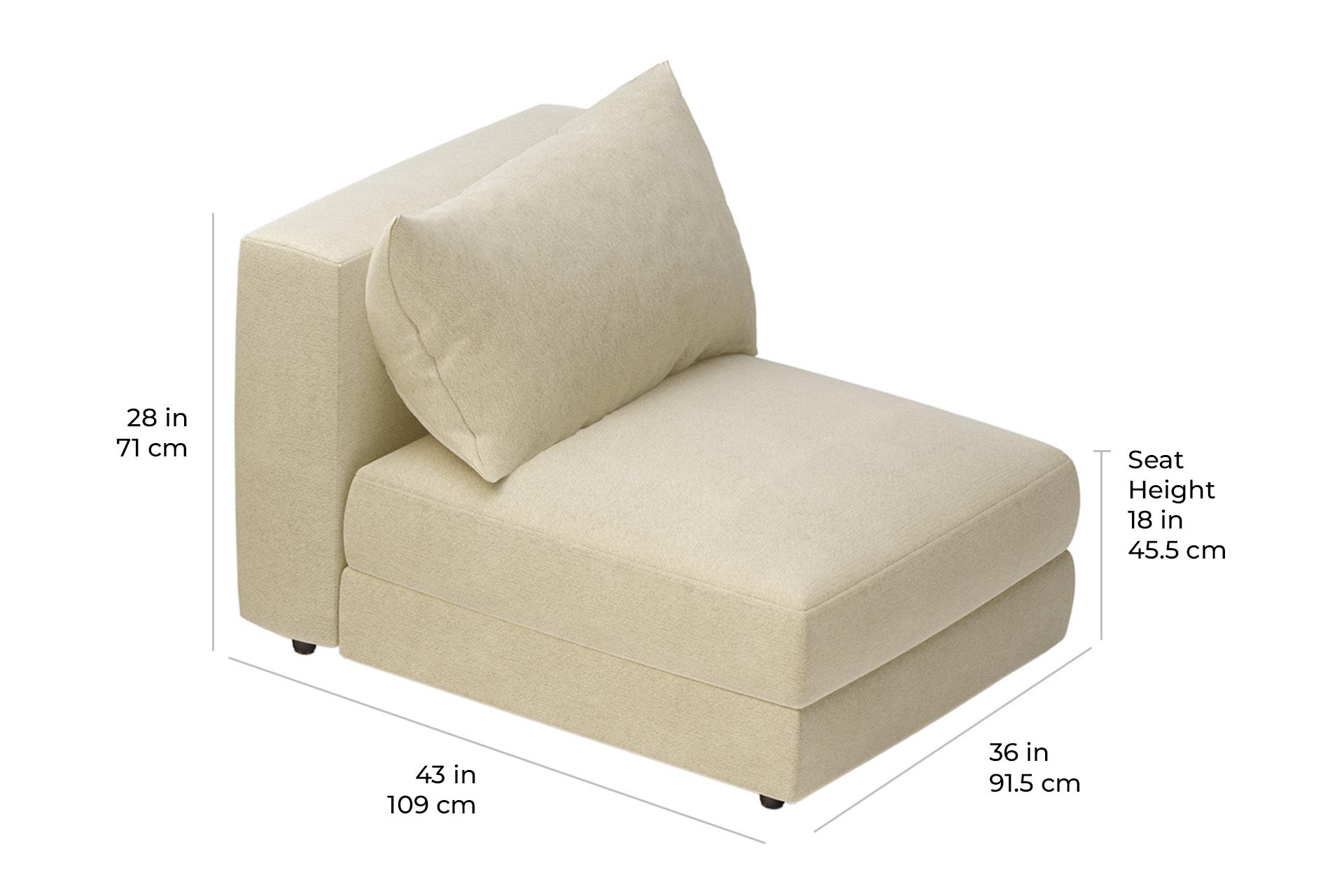 fizz julep armless chair 105FT002P2 AC scale dims