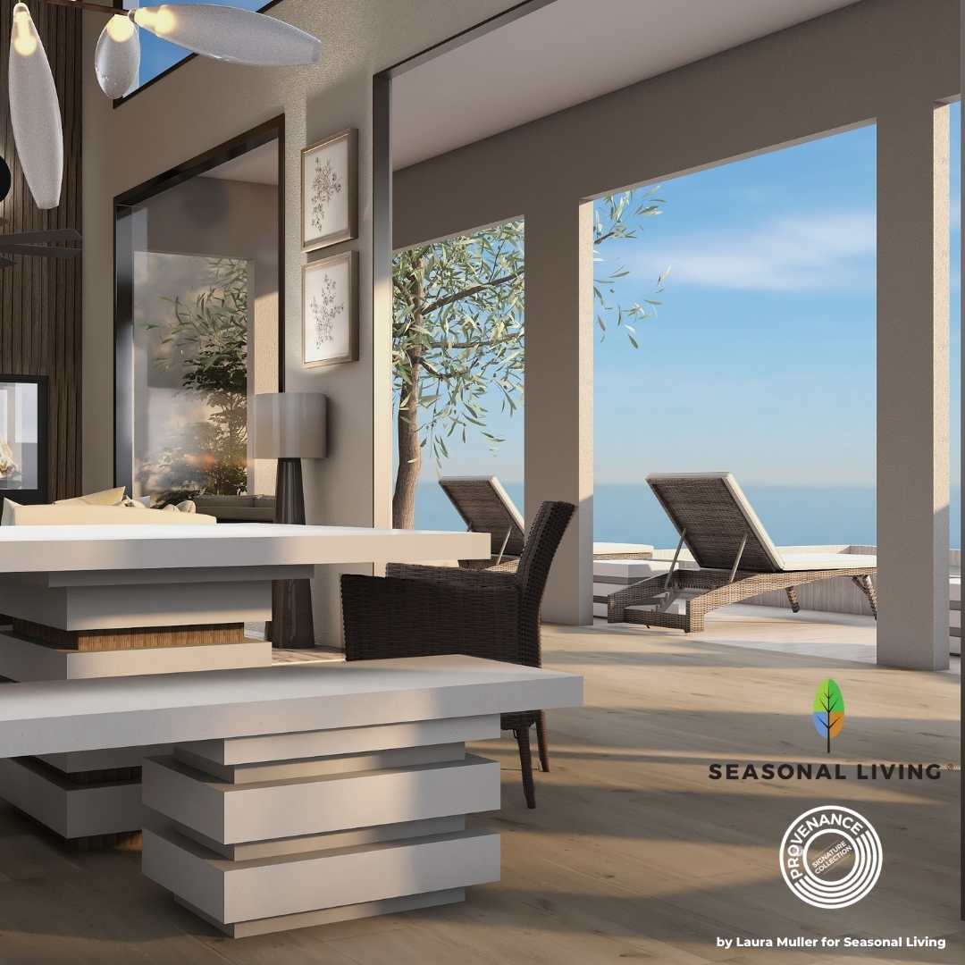 The Provenance Signature Collection by Laura Muller For Seasonal Living Image of an indoor outdoor room featuring the Provenance Signature Collection by Laura Muller for Seasonal Living
