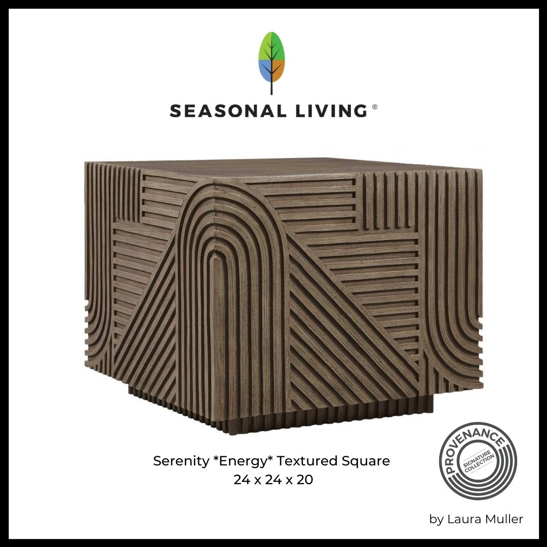 The Serenity Energy Textured Square Table by Laura Muller for the Provenance Signature Collection for Seasonal Living