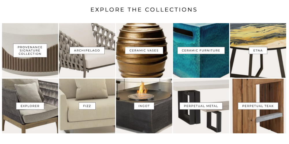 The various indoor outdoor furniture collections offered by Seasonal Living.