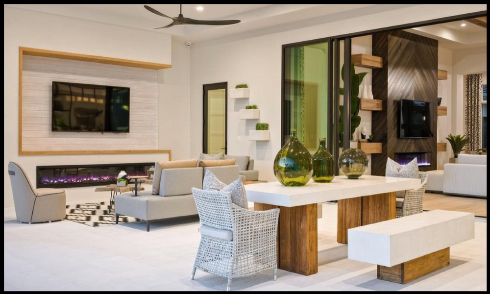 A stunning indoor/outdoor space set designed by the team at Clive Daniel home, and utilizing items from Seasonal Living's PERPETUAL collection of reclaimed teak with natural concrete.