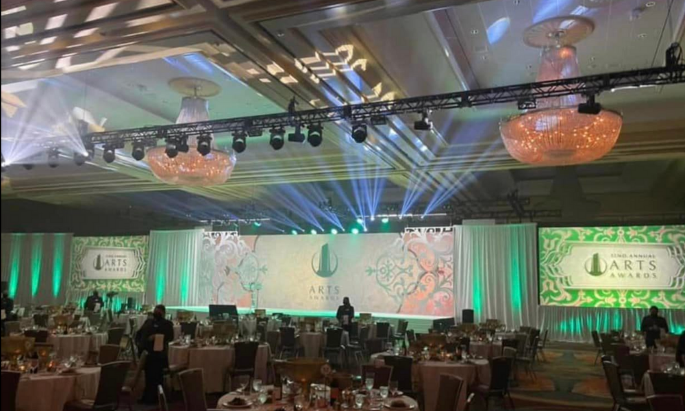 The stage set up for the 32nd annual ARTS awards, held at the Hilton Anatole in Dallas, Texas in January 2022.