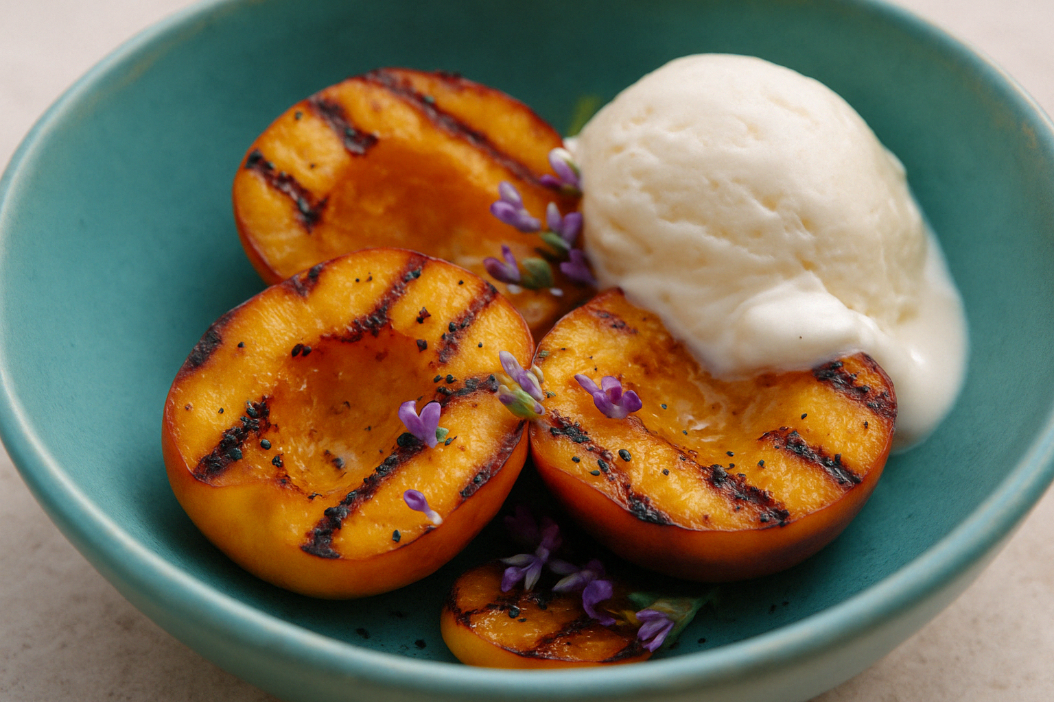 SUMMER SOLSTICE PEACHES AND ICE CREAM