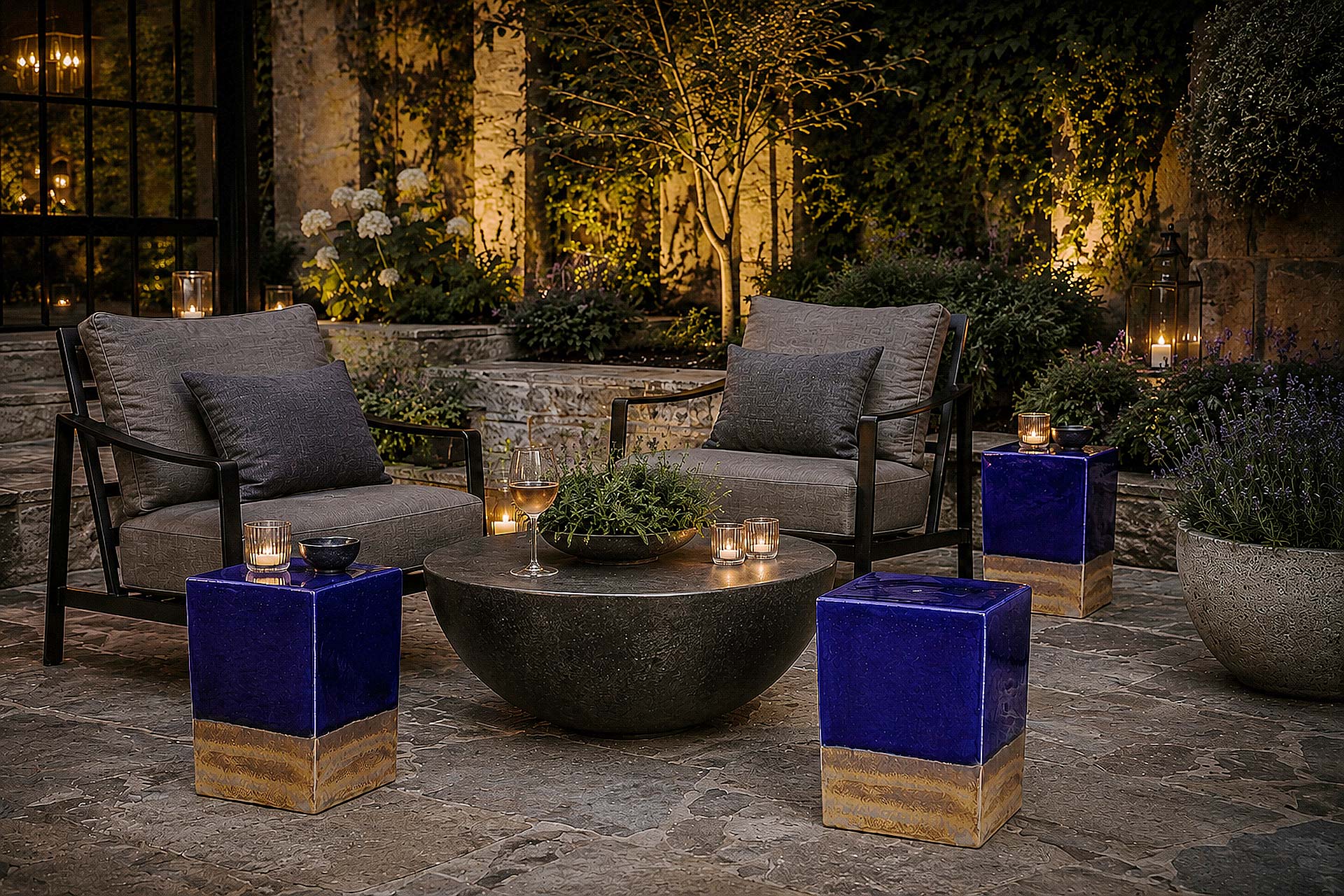 Lifestyle Ceramic Cube Navy blue Metallic Landscape