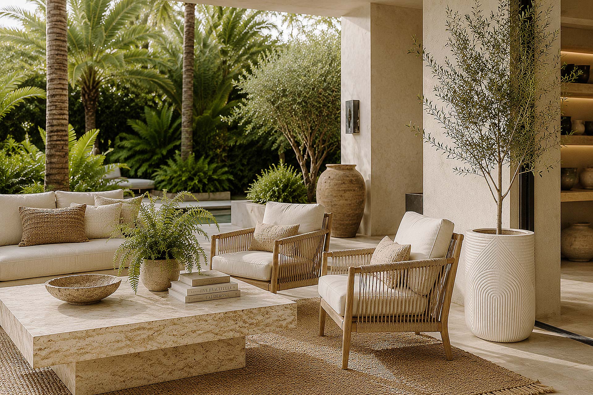 Lifestyle Serenity Textured Planter Set Sand Matte Landscape