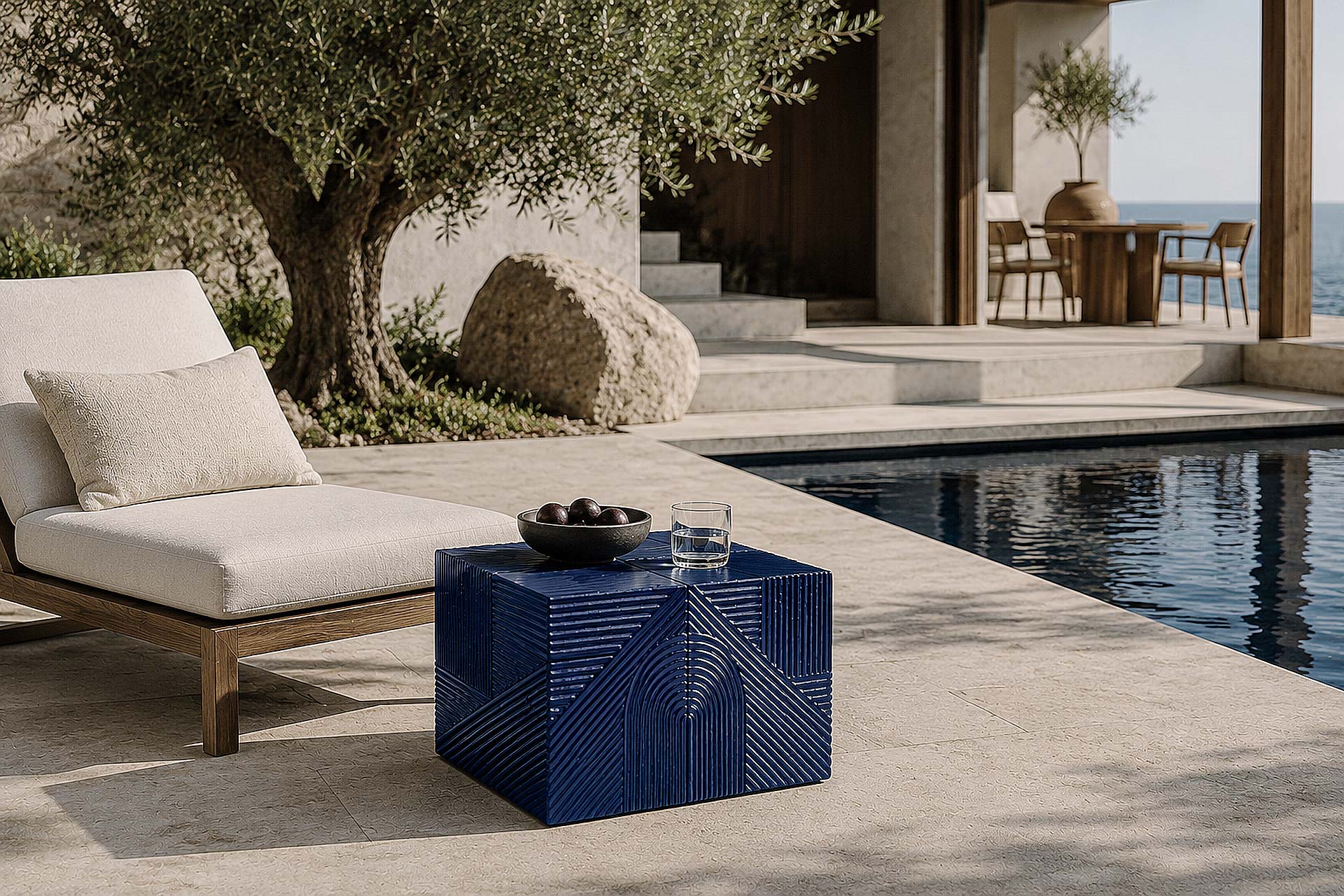 Lifestyle Serenity Textured Square Table 24 Indigo