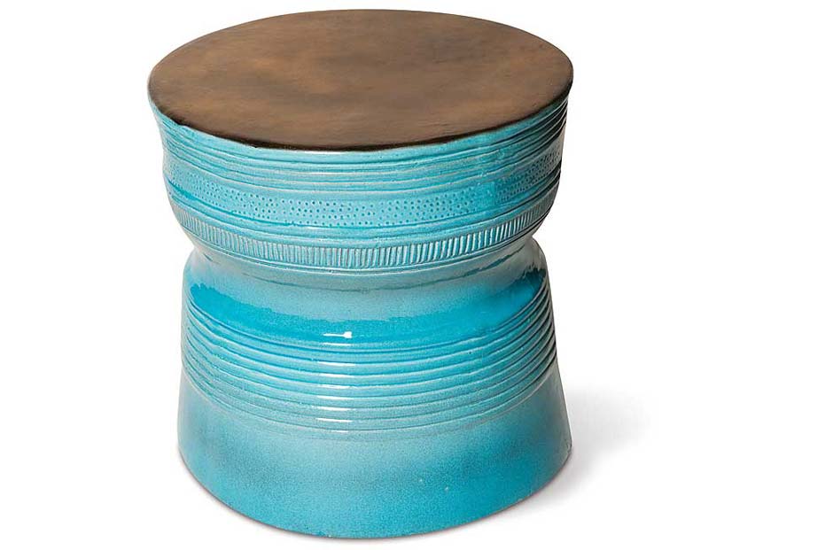 Metallic & Turquoise Blue Ringed Table